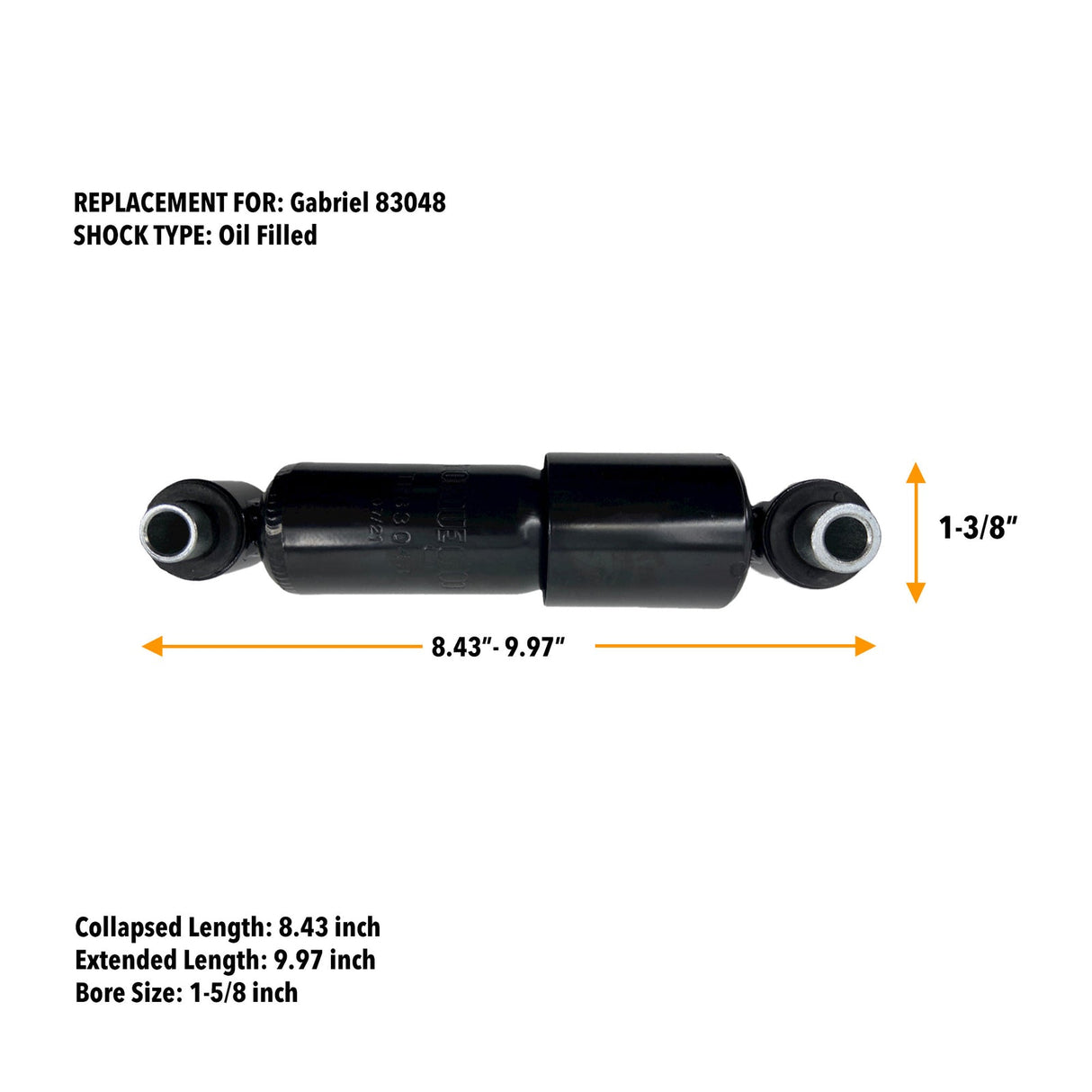 Remplacement d'amortisseur de cabine | Compatible Volvo VT, VAH, VHD, VN, VNL, VNM | Remplace Gabriel 83048