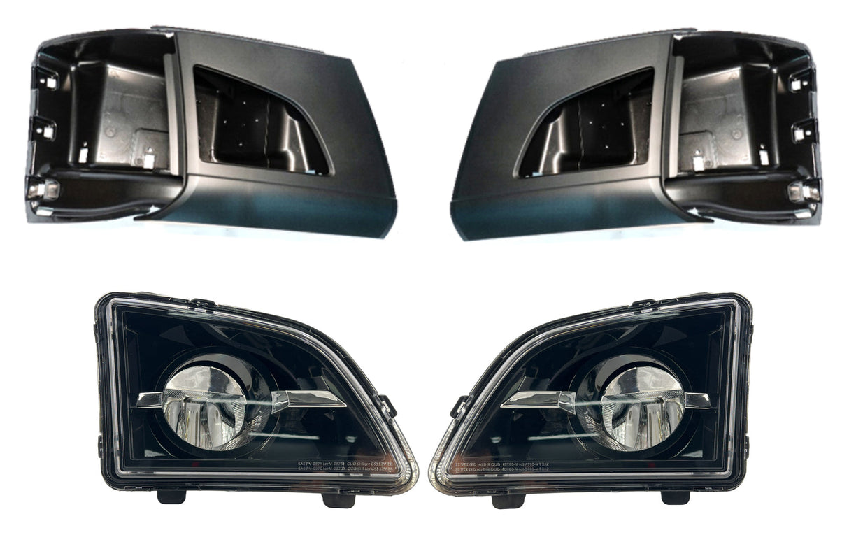 Pare-chocs latéraux d'angle avec phares antibrouillard pour Volvo VNL 2018-2024 | Remplacement Volvo 82775826 82775828 | Paire