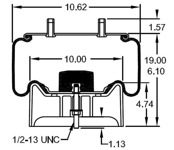 Trailer Air Spring Bag for Hendrickson AAT 25K Models | Replacement Firestone 8091 Hendrickson C-20901 | 2 Pack