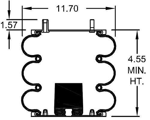 Ressort pneumatique à triple enroulement | Remplacement Firestone 8018 Goodyear 3B12-303 | Lot de 2