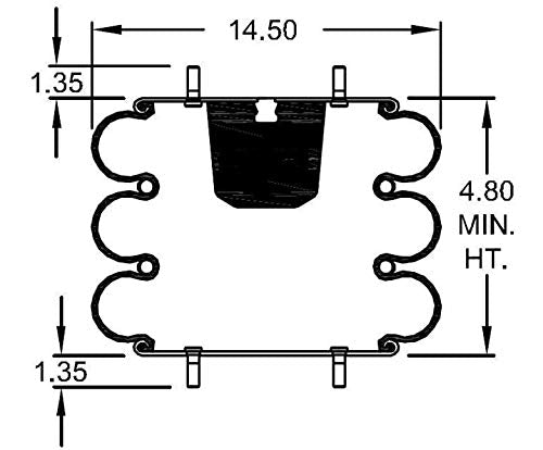Triple Convoluted Air Spring Bag | Replacement Hendrickson 13041 Firestone 7818 | 2 Pack