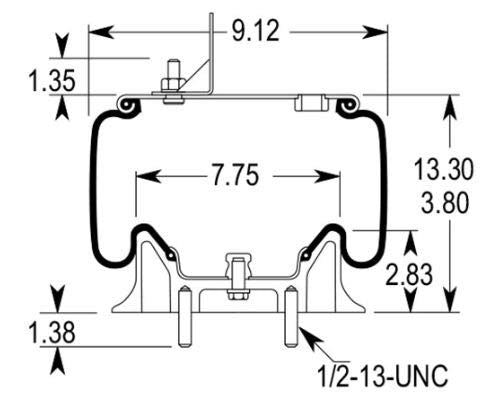 Coussin de suspension pneumatique pour camions Kenworth | Remplacement Firestone 9616 Kenworth K303-16 | Paquet de 2