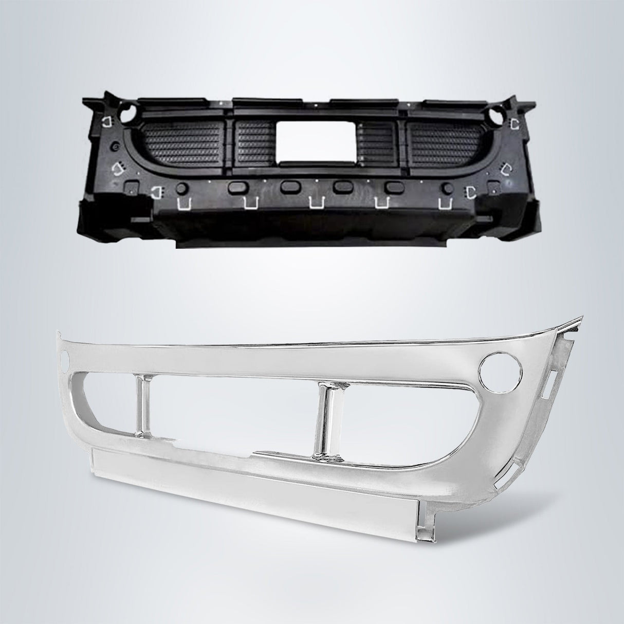 Front Bumper with Chrome Cover Replacement for 2008-2017 Freightliner Cascadia Aftermarketus Bumpers