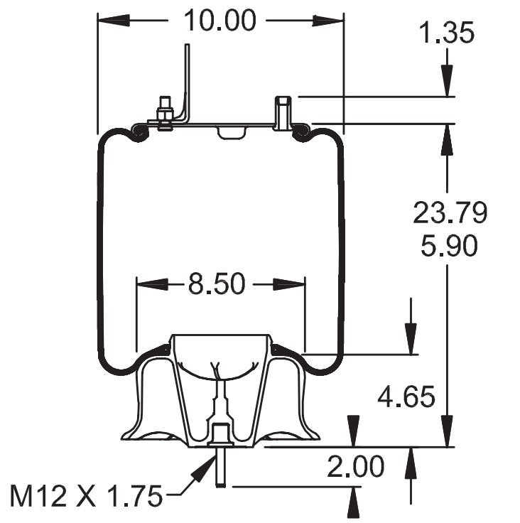Air Spring Bag for Navistar Trucks (Replaces Firestone 1190, 9875, W01-358-1190, W01-358-9875, Goodyear 1R12-432, 1R12-689, Navistar 3541731C1) Aftermarketus Reversible Sleeve Air Springs