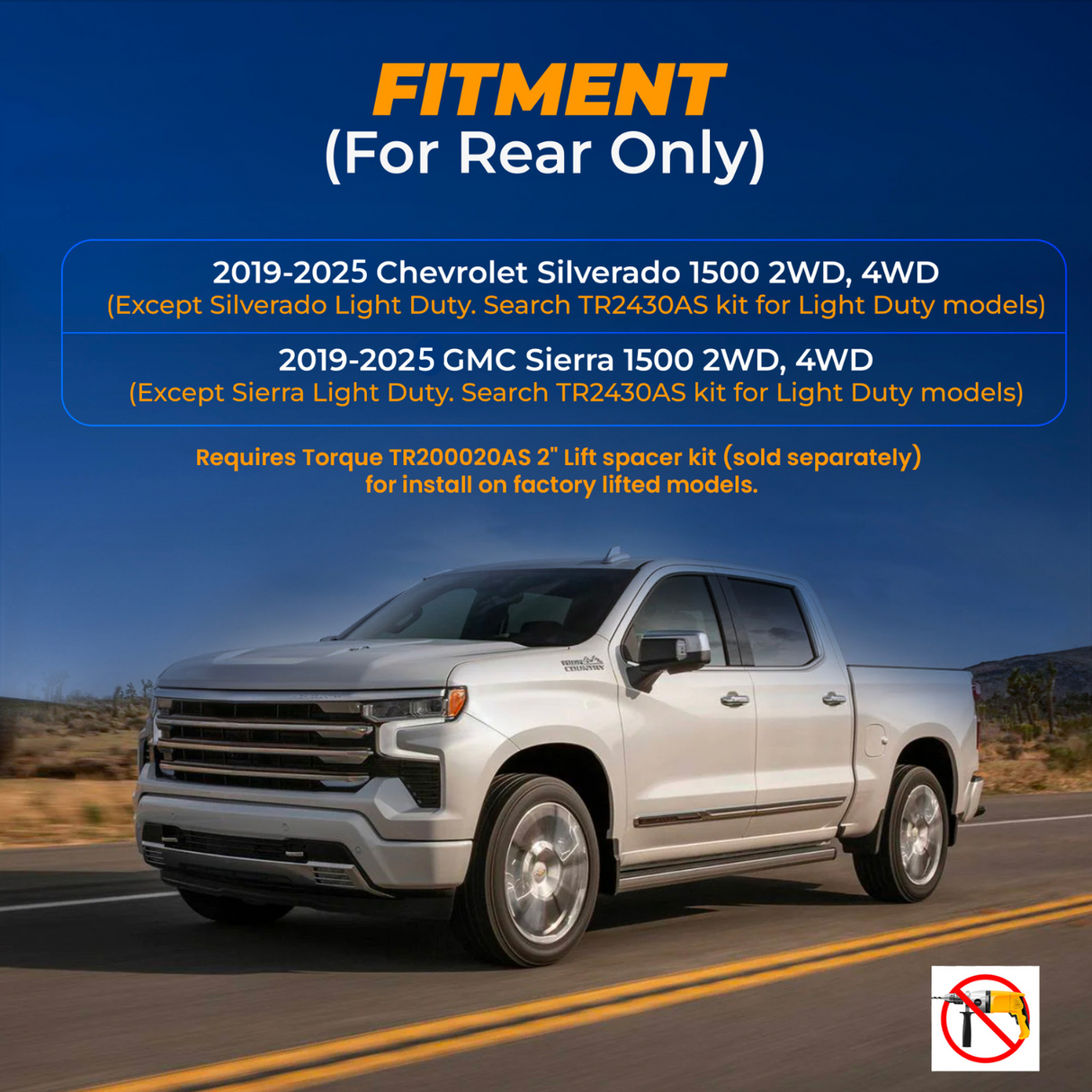 Kit de suspension pneumatique pour Chevrolet Silverado 1500 2019-2026 2RM 4RM