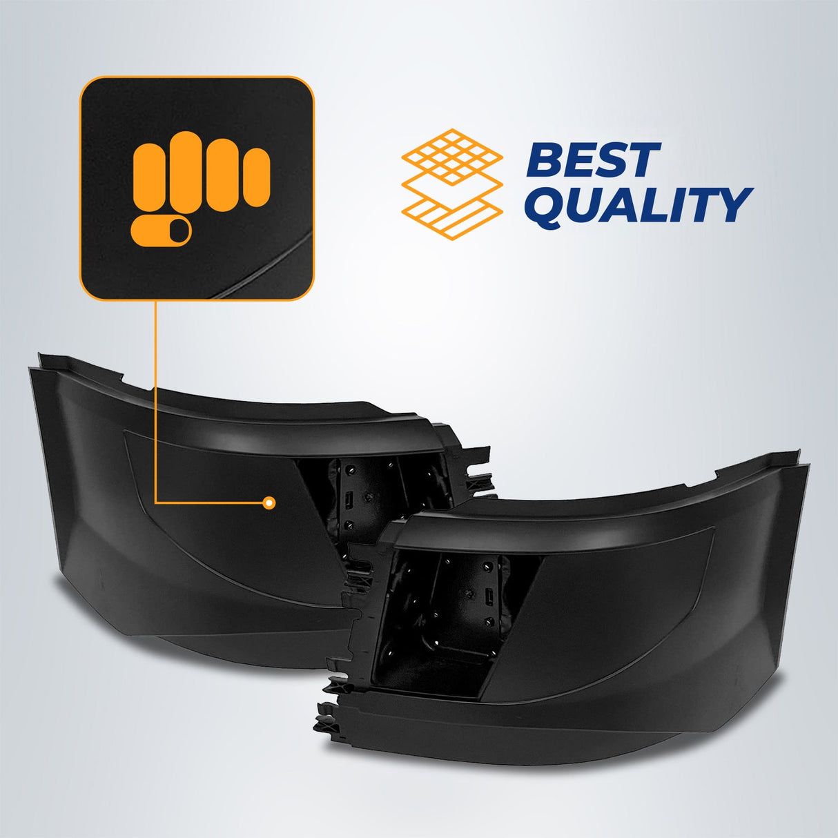 Corner Side Bumper Replacement (with Fog Light Holes) for 2016 - 2017 Volvo VNL Semi Trucks | Pair Aftermarketus Bumpers