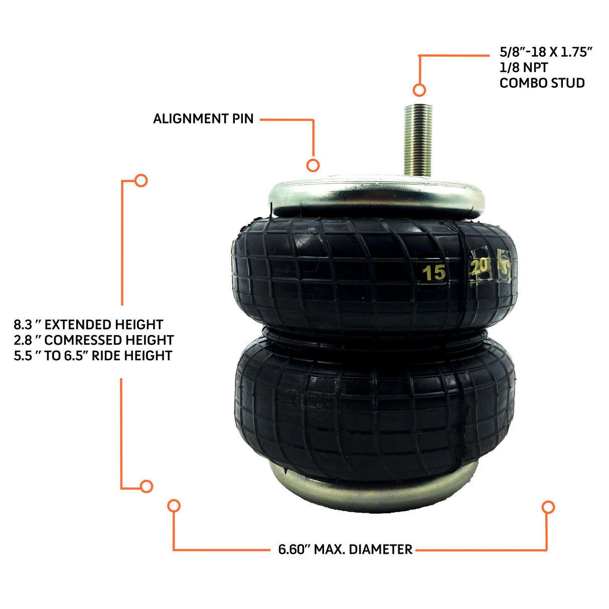 TORQUE 6410 Replacement Air Spring Bag for Firestone Kits Aftermarketus Pick Up Convoluted Air Springs