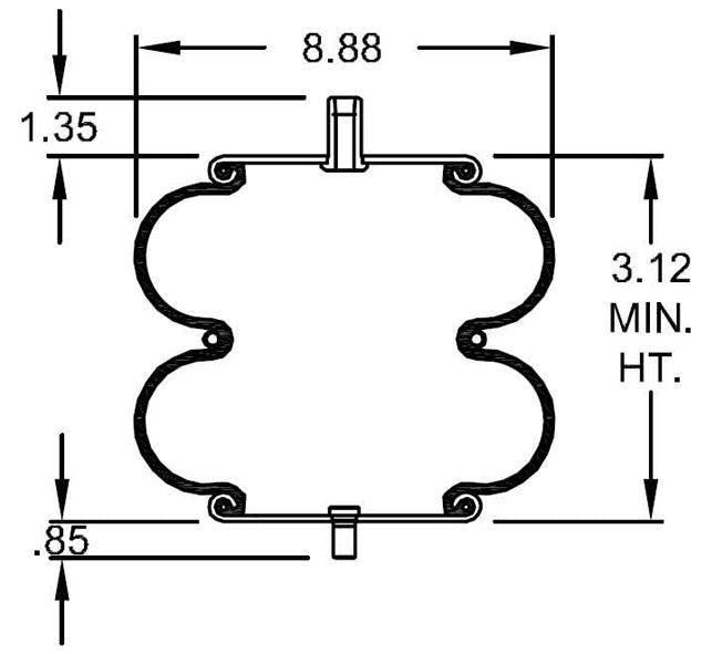 Double Convoluted Air Spring Bag (Replaces Firestone 6897, W01-358-6897, Goodyear 2B9-229 Aftermarketus Convoluted Air Springs