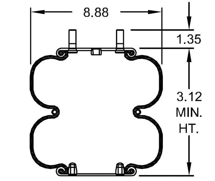 TORQUE Air Spring Bag Replaces Firestone 6943, W01-358-6943 Aftermarketus Convoluted Air Springs
