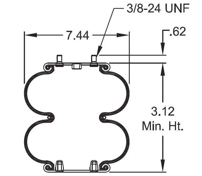 Double Convoluted Air Spring Bag (Replaces Firestone 7659, Hendrickson 5079) Aftermarketus Convoluted Air Springs