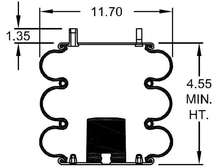 Triple Convoluted Air Spring Bag (Replaces Firestone 7996, 7990, Granning 8221) Aftermarketus Convoluted Air Springs