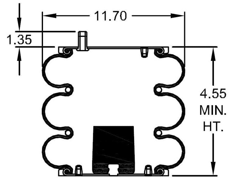 Triple Convoluted Air Spring Bag (Replaces Firestone 8008, Hendrickson S-11637, C-11637) Aftermarketus Convoluted Air Springs