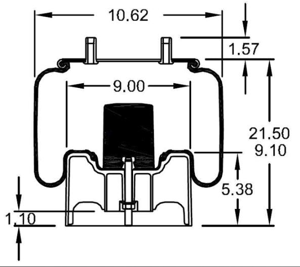 Trailer Air Spring Bag for Hendrickson VAN TRAAX HKA-200 (Replaces Firestone W01-358-8708, Hendrickson S-21966) Aftermarketus Reversible Sleeve Air Springs