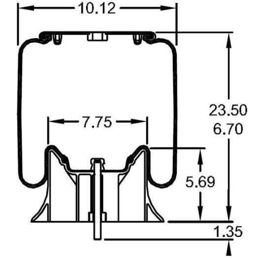 Air Spring Bag for Peterbilt Trucks (Replaces Firestone W01-358-8852, Peterbilt 03-07887) Aftermarketus Reversible Sleeve Air Springs