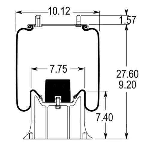 Trailer Air Spring Bag (Replaces Firestone 9367, W&C AS-0104, Hendrickson S-14249) Aftermarketus Reversible Sleeve Air Springs