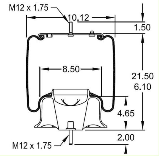 Air Spring Bag for Volvo Trucks (Replaces Firestone 8468, Volvo 21132005) - 2 Pack