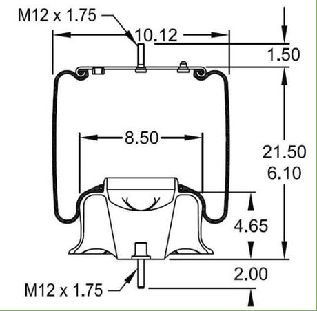 Air Spring Bag for Volvo Trucks (Replaces Firestone 8468, Volvo 21132005) - 2 Pack