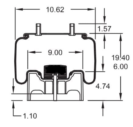 Trailer Air Spring Bag for Hendrickson AAT 23K Models | Replaces Firestone W01-358-8709, Goodyear 1R13-159 | 2 Pack
