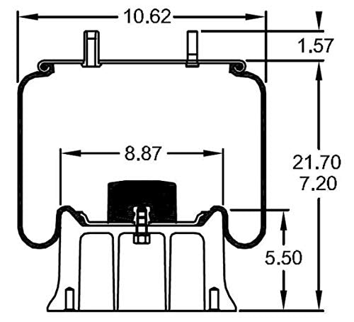 Ressort pneumatique pour Holland | Remplacement Firestone 9121, Holland 905-57-019 | Paquet de 2