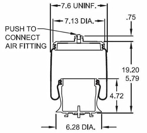 Front Axle Air Spring Bag for PACCAR | Replacement Firestone 9933 Peterbilt B81-6023 | 2 Pack