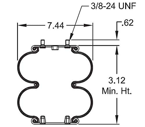 Ressort pneumatique à double convolution | Remplacement Firestone 7659 W01-358-5079 Hendrickson 5079 | Paquet de 2