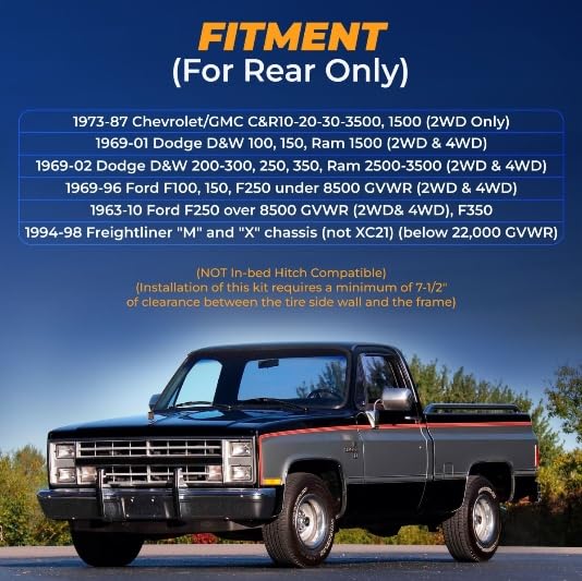 Kit de Suspension Pneumatique à Soufflets pour Chevrolet C10 1973-1987 (avec Berceau)