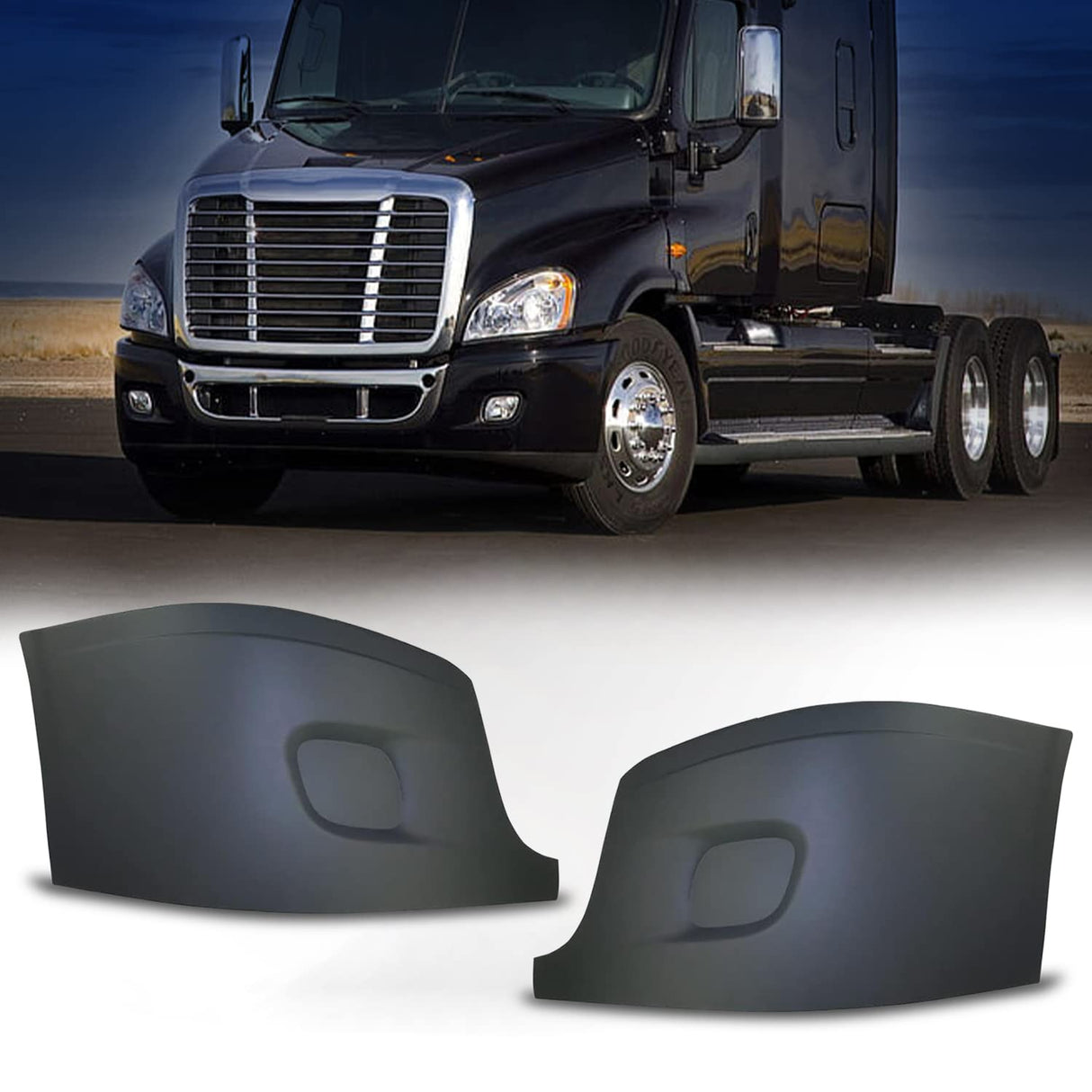 Pare-chocs d'angle latéral (sans trou pour antibrouillard) pour Freightliner Cascadia 2008-2017 | Paire