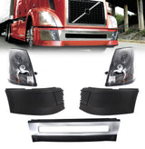 Full Bumper Set with Headlights for 2004-2017 Volvo VNL Semi Trucks