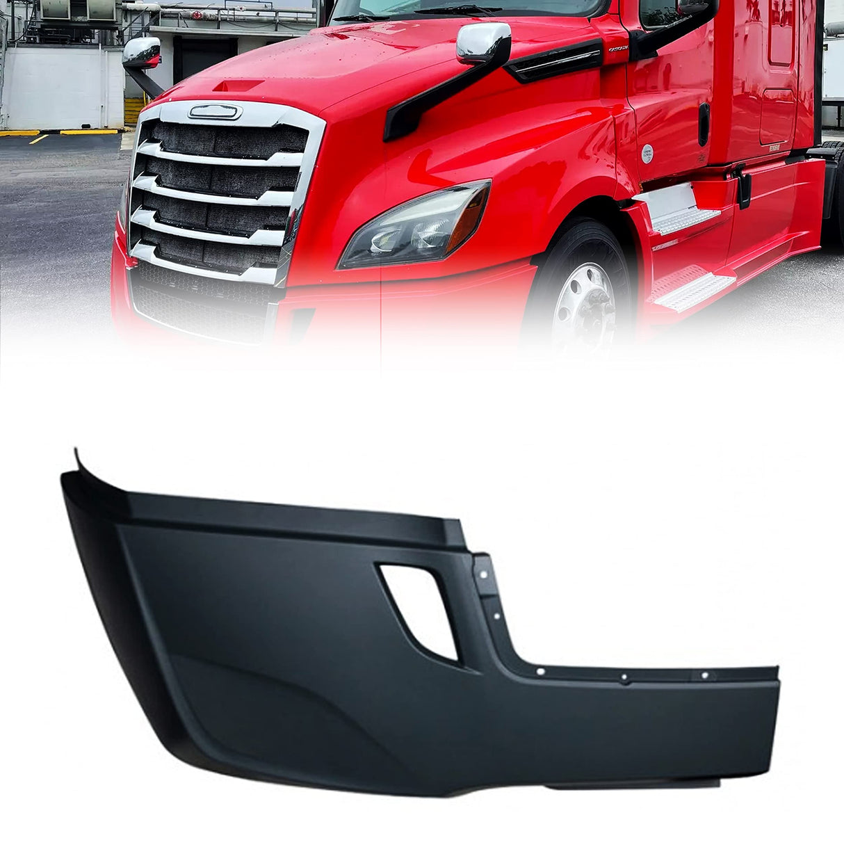 Pare-chocs latéral d'angle (sans trou de phare antibrouillard) pour Freightliner Cascadia 2018-2024 | Remplacement Freightliner 21-28980-009 | Droit
