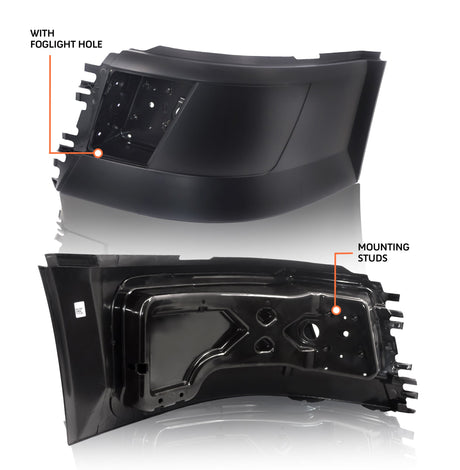 Side Corner Bumper (with Fog Light Hole) for 2004 - 2015 Volvo VNL VN | Replacement Volvo 82721510 | Left Aftermarketus Bumpers