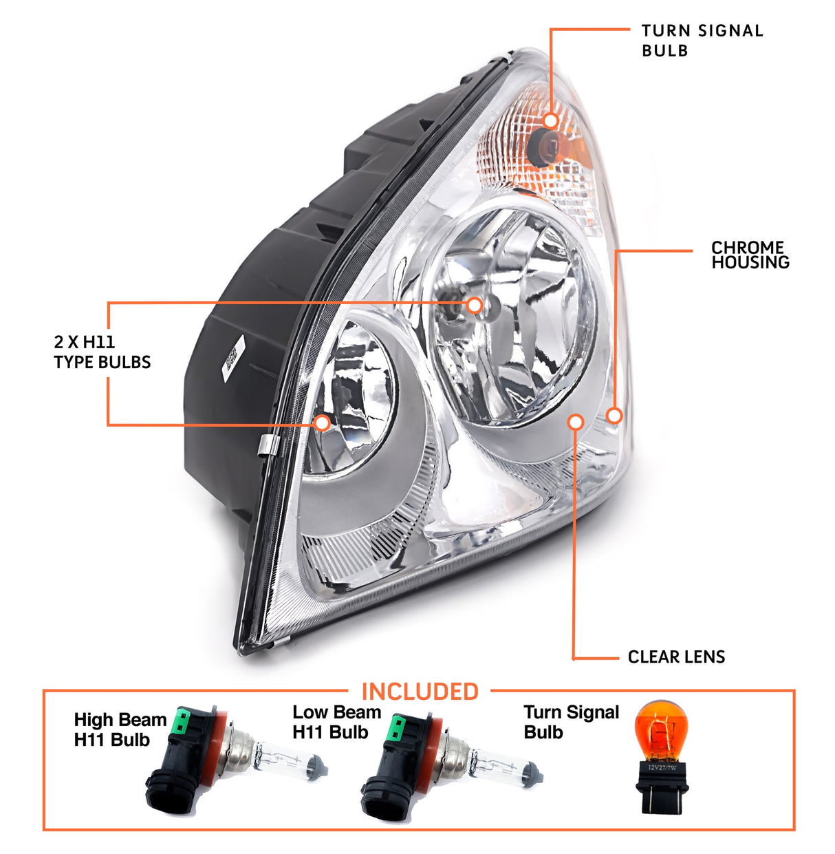 Headlight for 2008-2017 Freightliner Cascadia | Replacement Freightliner A06-51907-002 | Left Aftermarketus Headlights