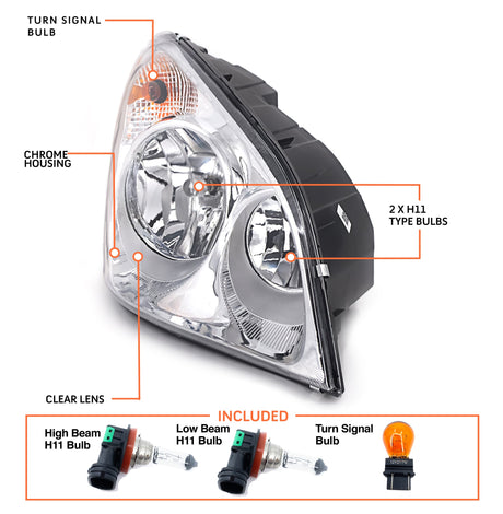 Headlight for 2008-2017 Freightliner Cascadia | Replacement Freightliner A06-51907-002 | Right Aftermarketus Headlights
