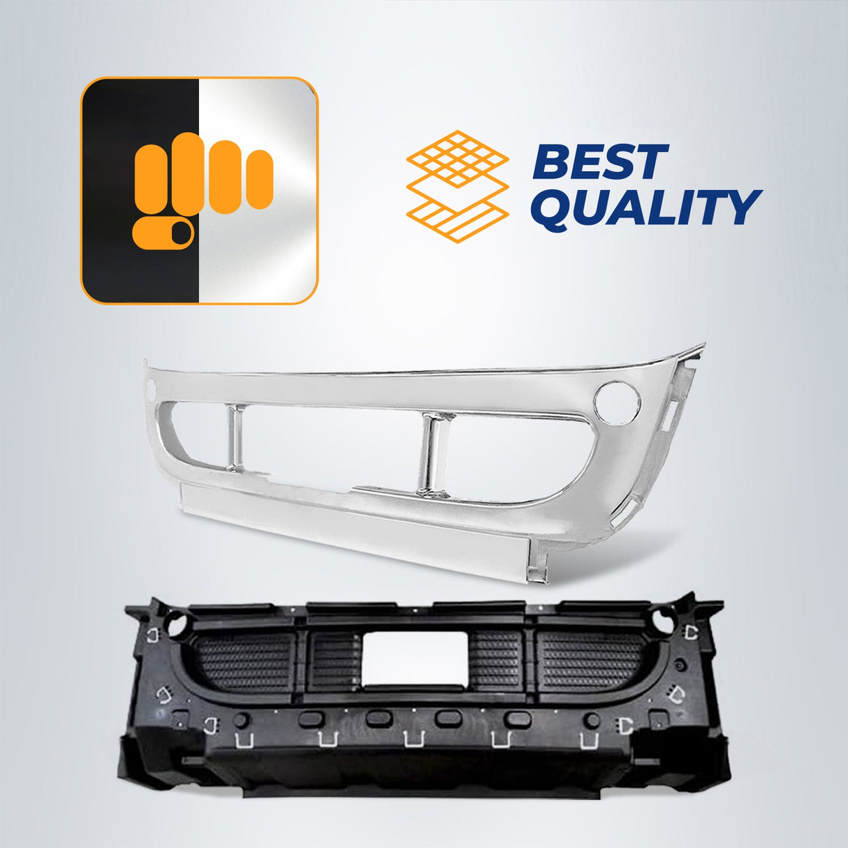 Front Bumper with Chrome Cover Replacement for 2008-2017 Freightliner Cascadia Aftermarketus Bumpers
