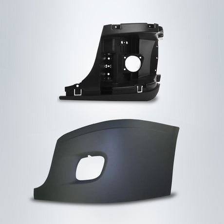 Corner Side Bumper with Reinforcement Support for 2008-2017 Freightliner Cascadia | with Fog Light Hole | Pair Aftermarketus Bumpers