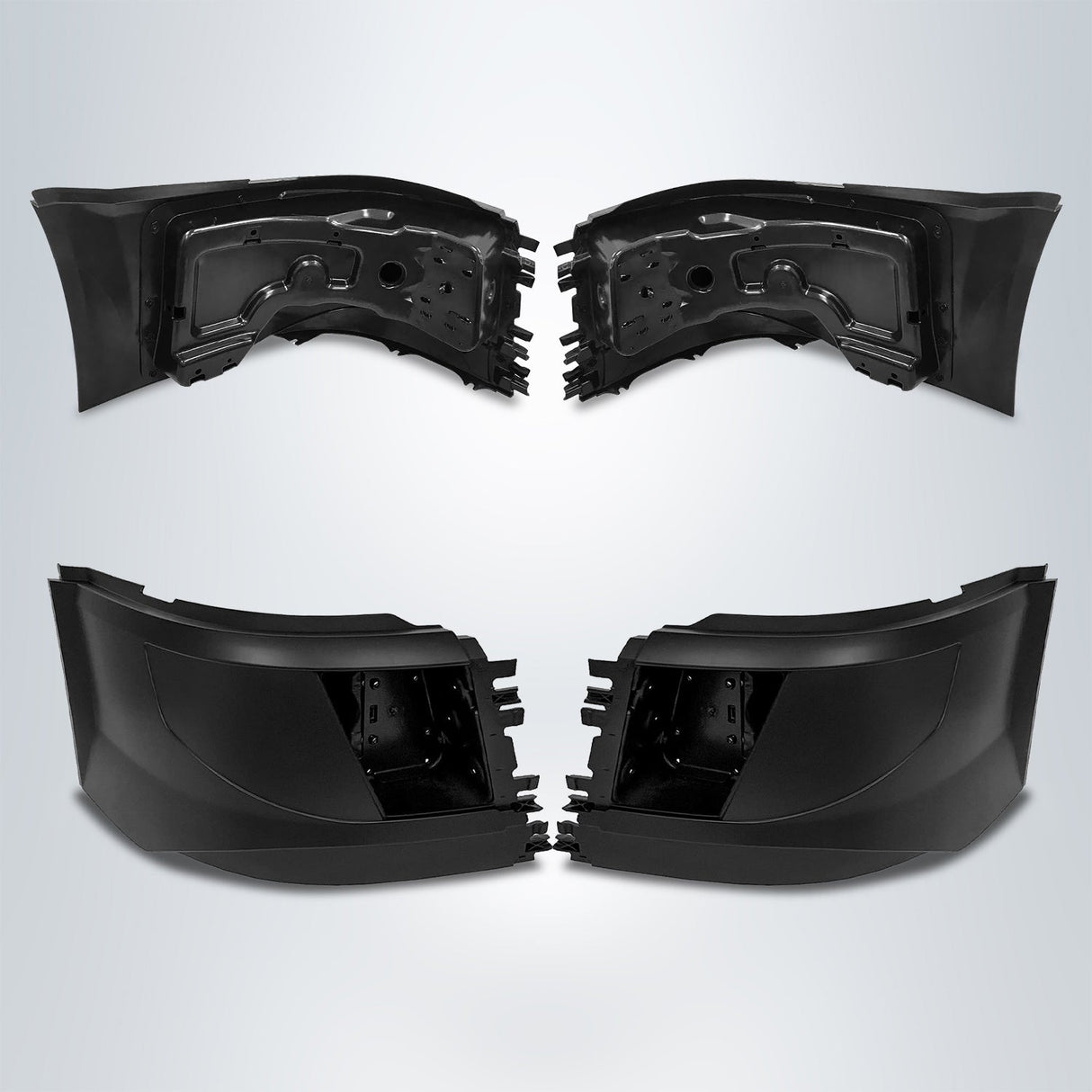 Corner Side Bumper Replacement (with Fog Light Holes) for 2016 - 2017 Volvo VNL Semi Trucks | Pair Aftermarketus Bumpers