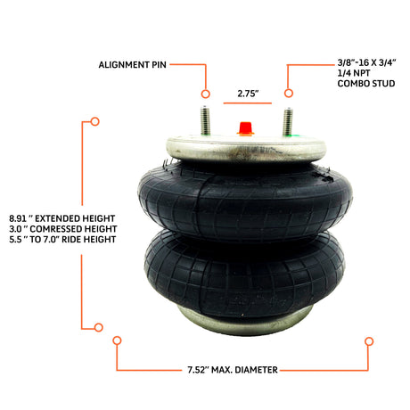 TORQUE 6873 Replacement Air Spring Bag for Firestone Kits Aftermarketus Pick Up Convoluted Air Springs