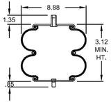 Double Convoluted Air Spring Bag (Replaces Firestone 6897, W01-358-6897, Goodyear 2B9-229 Aftermarketus Convoluted Air Springs