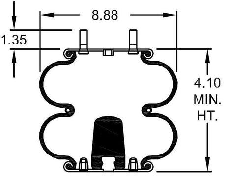 Double Convoluted Air Spring Bag (Replaces Firestone 6905, Hendrickson S-5270, S-3518) Aftermarketus Convoluted Air Springs