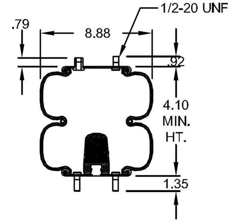 Double Convoluted Air Spring Bag (Replaces Firestone 6944, W01-358-6944, Goodyear 2B9-252) Aftermarketus Convoluted Air Springs