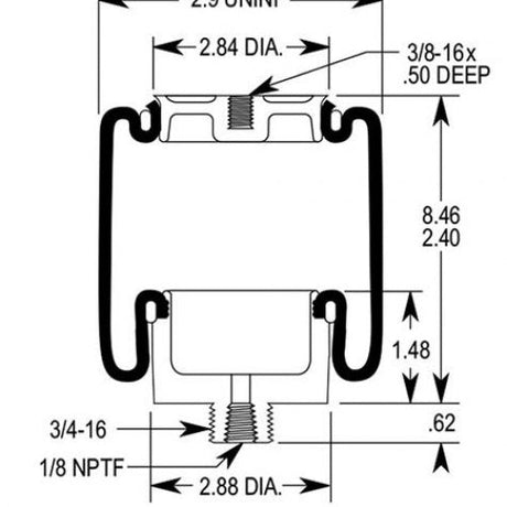 TORQUE Cab Sleeper Air Spring Bag for Select Kenworth, Mack Aftermarketus Cabin Air Springs