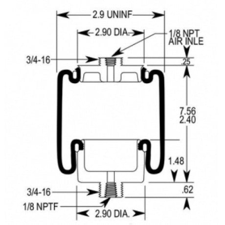 Cab Sleeper Air Spring Bag for Mack 227QS34 (Firestone 7007) Aftermarketus Cabin Air Springs