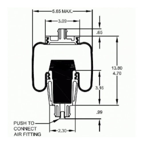 Cab Sleeper Air Spring Bag for Peterbilt 387 Trucks (Replaces Firestone 7093, Peterbilt 29-06016) Aftermarketus Cabin Air Springs
