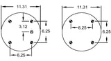 Double Convoluted Air Spring Bag (Replaces Firestone W01-358-7136, Hendrickson S-1080, C-1080) Aftermarketus Convoluted Air Springs