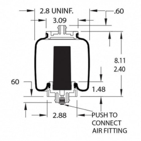 Cab Air Sleeper Bag Spring for Freightliner Century Class ST (Replaces Firestone 7215, Freightliner 18-52651-000) Aftermarketus Cabin Air Springs