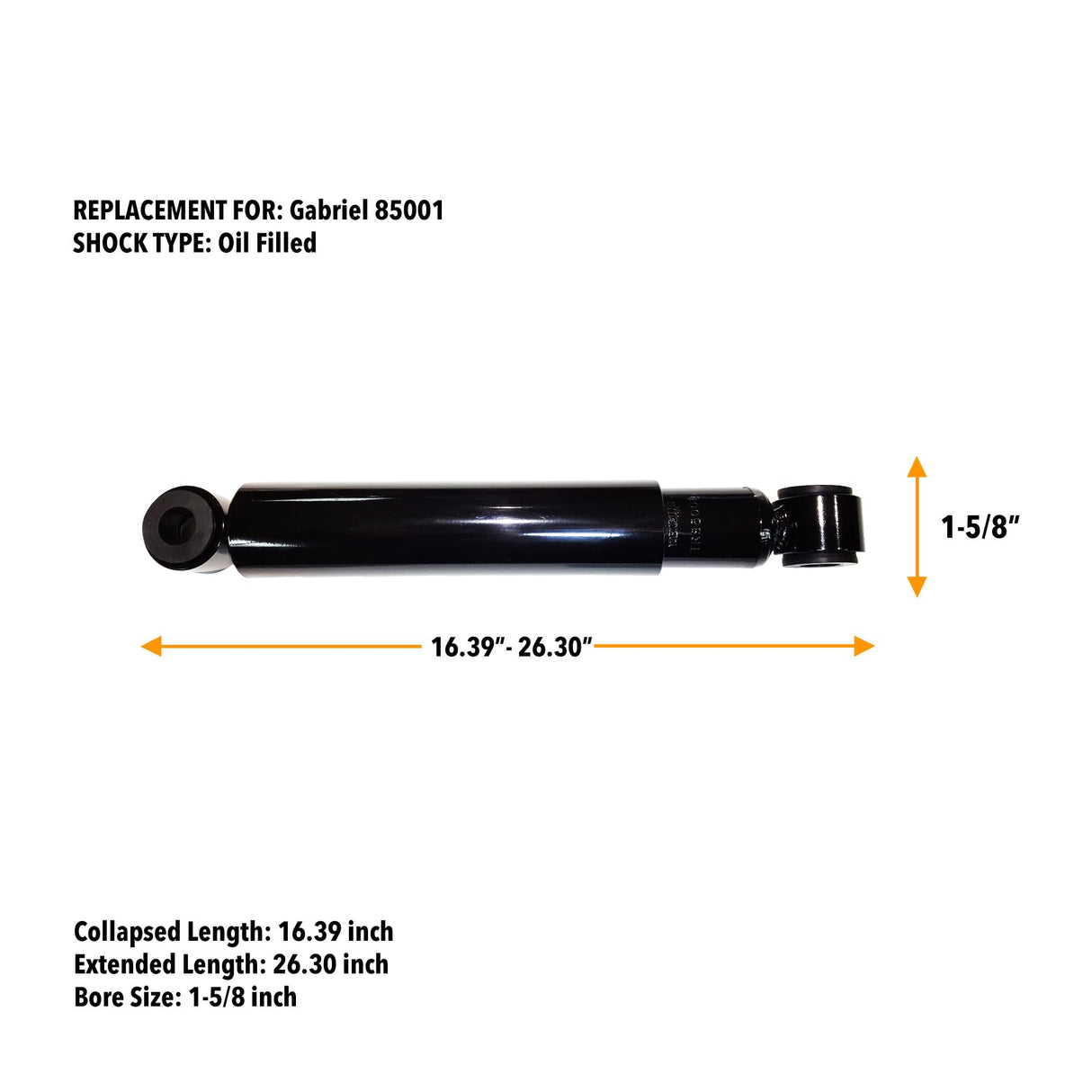Amortisseur ultra-robuste | Compatible avec les camions Kenworth T600, T400, Mack CH/CL, Ford et Peterbilt