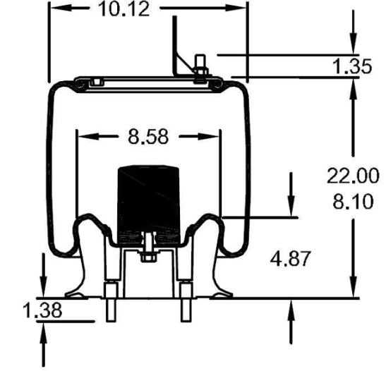 Trailer Air Spring Bag (Replaces Firestone W01-358-9287, Goodyear 1R12-424, Hendrickson 50405-1) Aftermarketus Reversible Sleeve Air Springs