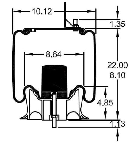 Trailer Air Spring Bag (Replaces Firestone W01-358-9297, Hendrickson 50898-1, 64651-2) Aftermarketus Reversible Sleeve Air Springs