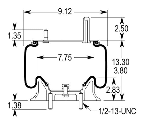 Air Spring Bag for Kenworth Trucks (Replaces Firestone W01-358-9422, Kenworth K303-15, Goodyear 1R11-028) Aftermarketus Reversible Sleeve Air Springs