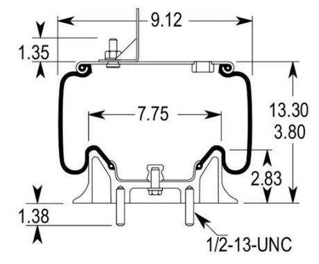 Air Spring Bag for Kenworth Trucks (Replaces Firestone W01-358-9616, Kenworth K303-16) Aftermarketus Reversible Sleeve Air Springs