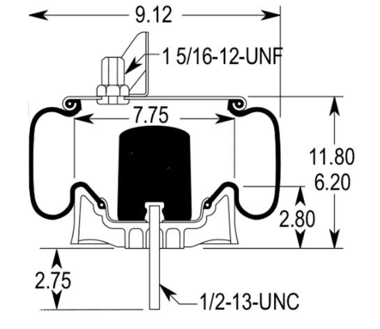 Air Spring Bag for Kenworth Trucks (Replaces Firestone W01-358-9625, Kenworth K-303-25) Aftermarketus Reversible Sleeve Air Springs